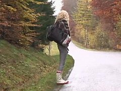 Youthful hitchhiker gets fucked in the wood